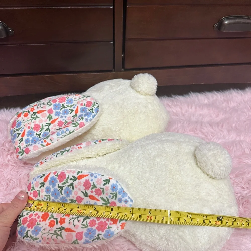 White Colored Faceless Floppy Ears Bunny Plush Pillow Set Floral Ears 13”